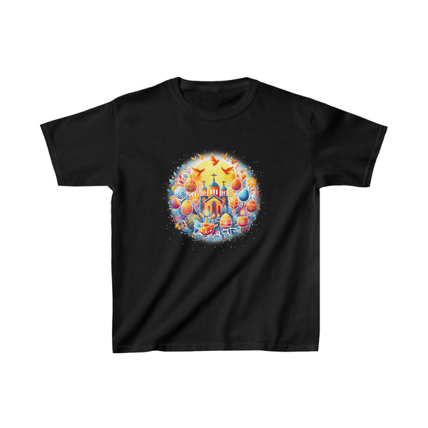 Christ is Risen Russian Greek Eastern Orthodox Pascha Cross Shirts for Boys