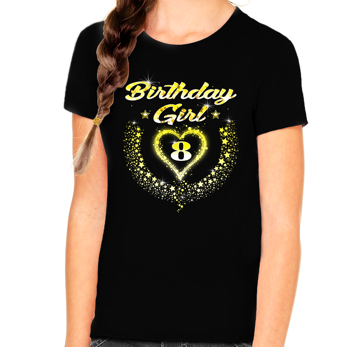 Eight - 8th Birthday Shirt For Girls, Heart Design Eight - 8th Birthday Shirt For Girls, Heart Design