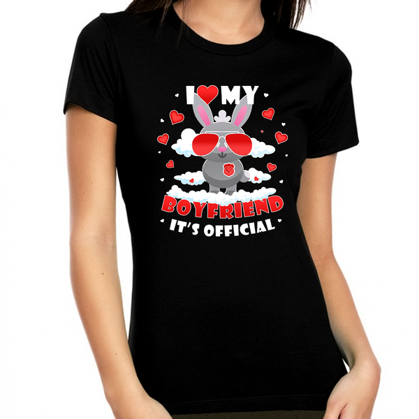 I Love My Boyfriend Shirts Womens Valentines Day Shirt Heart Shirt Valentines Day Gifts for Her