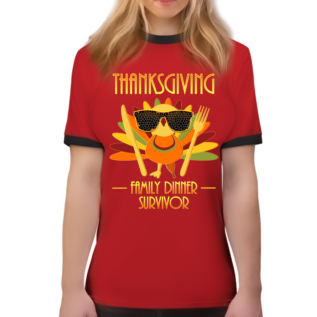Funny Thanksgiving Shirts for Women Fall Shirts Red Black Turkey