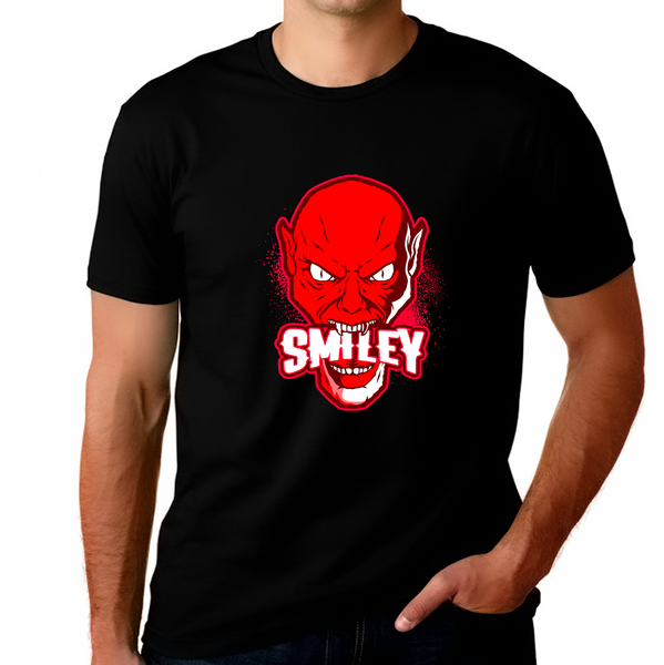 Smiley Skull Plus Size Halloween Shirts for Men Big and Tall Skeleton Halloween Costumes for Plus Size Men