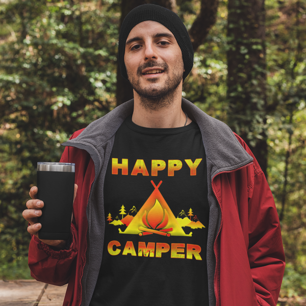 Camping Shirt for Men - Camping Clothes for Men - Happy Camper Camping Shirts for Men Funny - Fire Fit Designs