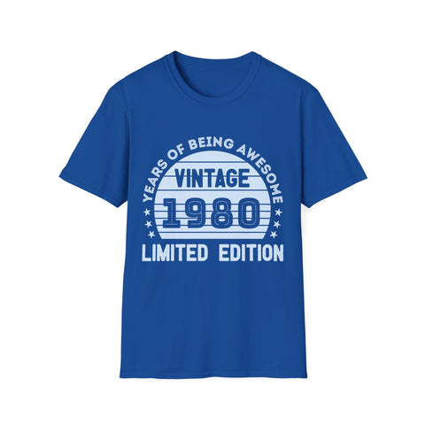 Vintage 1980 T Shirts for Men Retro Funny 1980 Birthday Mens Shirt