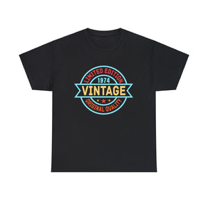 Vintage 1974 T Shirts for Men Retro Funny 1974 Birthday Mens Shirt Plus Size Big and Tall