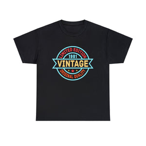 Vintage 1981 T Shirts for Men Retro Funny 1981 Birthday Shirts for Men Plus Size Big and Tall