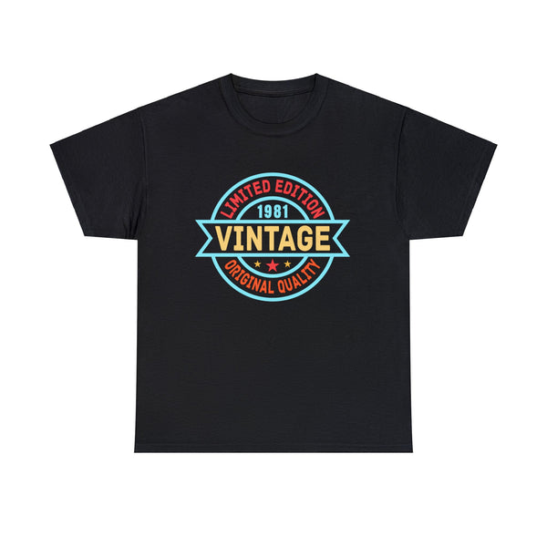 Vintage 1981 T Shirts for Men Retro Funny 1981 Birthday Shirts for Men Plus Size Big and Tall