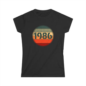 Vintage 1986 Birthday Shirts for Women Funny 1986 Birthday Womens Shirts