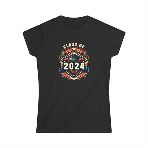 Class of 2024 Senior 2024 Graduation Vintage School Womens Shirt