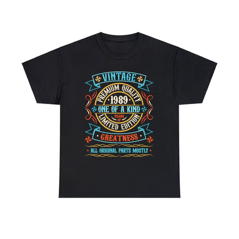 Vintage 1989 T Shirts for Men Retro Funny 1989 Birthday Mens T Shirts Plus Size Big and Tall