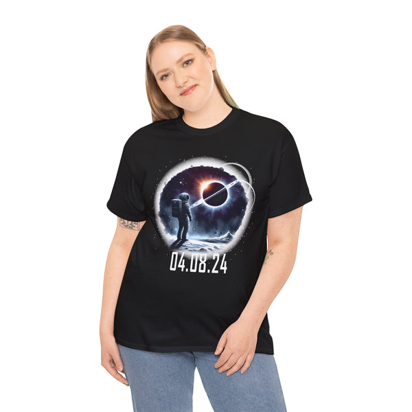 Space Shirt Astronaut Watching Solar Eclipse April 08, 2024 Plus Size Clothing for Women