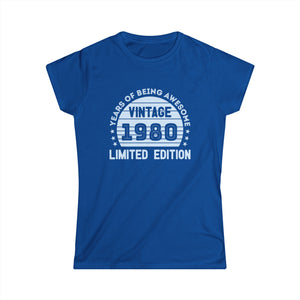 Vintage 1980 T Shirts for Women Retro Funny 1980 Birthday Womens Shirt