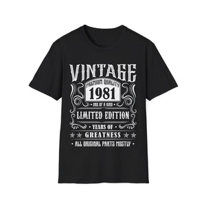 Vintage 1981 T Shirts for Men Retro Funny 1981 Birthday Mens Shirts