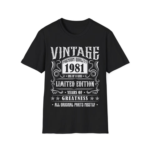 Vintage 1981 T Shirts for Men Retro Funny 1981 Birthday Mens Shirts