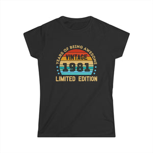 Vintage 1981 T Shirts for Women Retro Funny 1981 Birthday Women Shirts