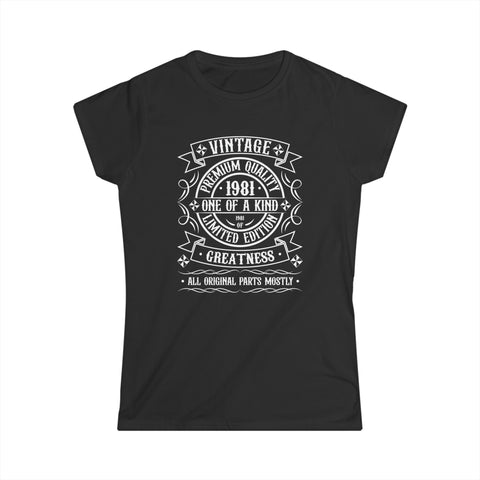 Vintage 1981 T Shirts for Women Retro Funny 1981 Birthday Womens T Shirts