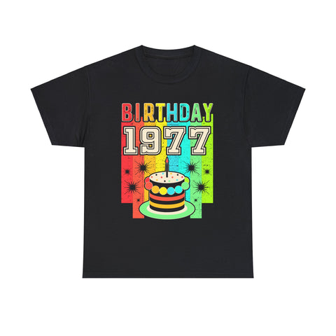 Vintage 1977 T Shirts for Men Retro Funny 1977 Birthday Mens Shirt Plus Size Big and Tall