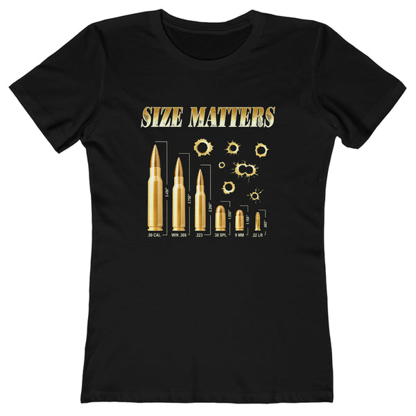 2023 Size Matters Ammo Shirt for Women - Gun Shirts for Women - 2nd Amendment Shirts for Women - Pro Gun Shirt