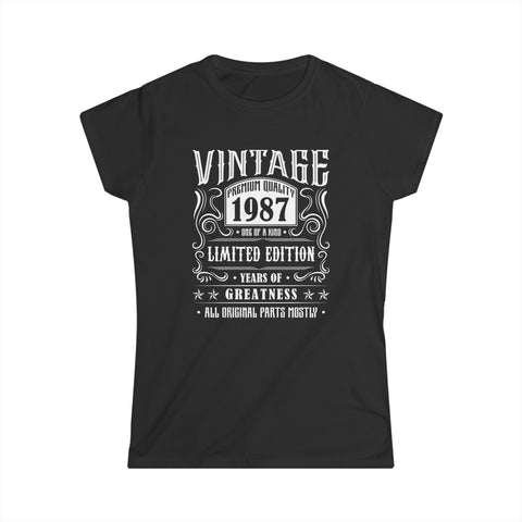 Vintage 1987 T Shirts for Women Retro Funny 1987 Birthday Womens Shirts