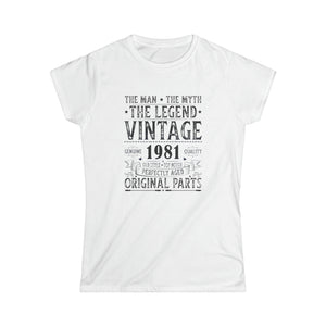 Vintage 1981 T Shirts for Women Retro Funny 1981 Birthday Womens Shirt