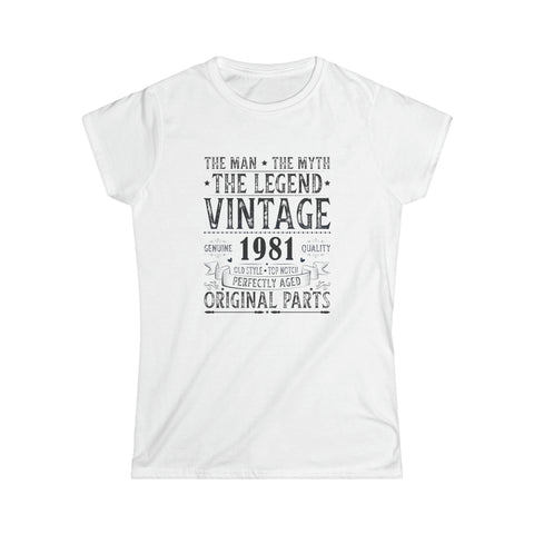 Vintage 1981 T Shirts for Women Retro Funny 1981 Birthday Womens Shirt