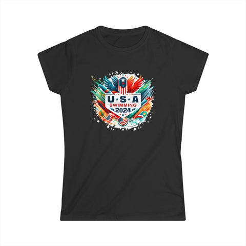 USA 2024 United States Athlete American Swimming 2024 USA Shirts for Women