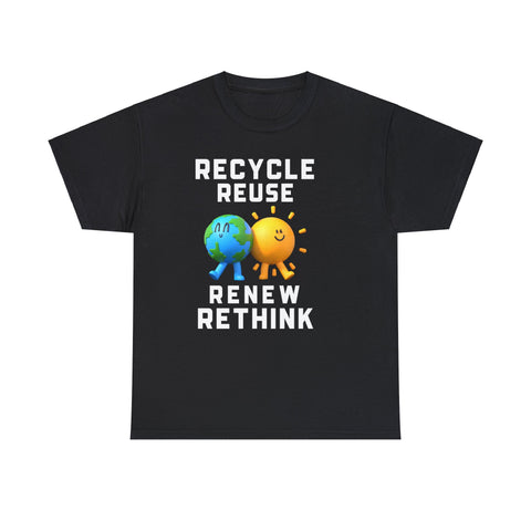 Happy Earth Day Environmental Symbol Reuse Renew Rethink Environmental Mens Shirt Plus Size Big and Tall