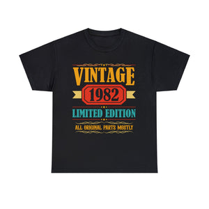 Vintage 1982 T Shirts for Men Retro Funny 1982 Birthday Big and Tall Shirts for Men Plus Size