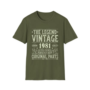 Vintage 1981 T Shirts for Men Retro Funny 1981 Birthday Mens T Shirts