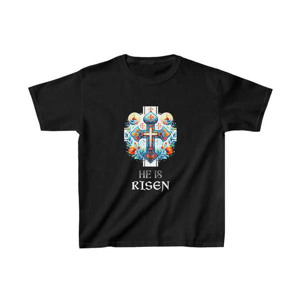 He Is Risen Cross Jesus Easter Christian Religious Men Teens Boys Shirt