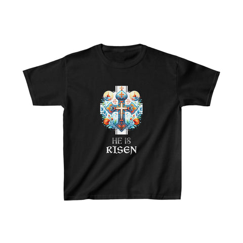 He Is Risen Cross Jesus Easter Christian Religious Men Teens Boys Shirt