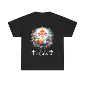 Russian Greek Byzantine Orthodox Cross He Is Risen Easter Big and Tall Shirts for Men Plus Size