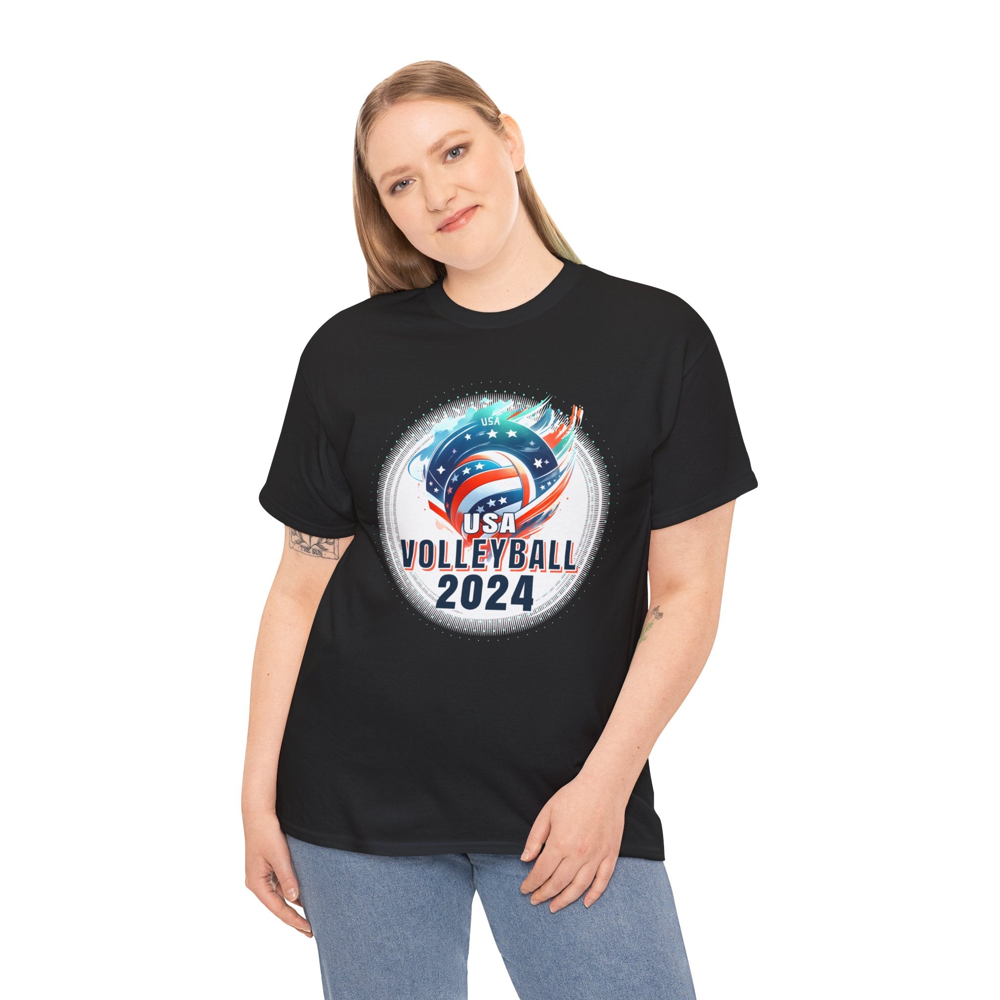 USA 2024 United States American Sport 2024 Volleyball Plus Size Tops for Women