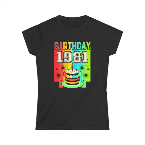 Vintage 1981 T Shirts for Women Retro Funny 1981 Birthday Womens T Shirt