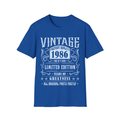 Vintage 1986 T Shirts for Men Retro Funny 1986 Birthday Mens T Shirt