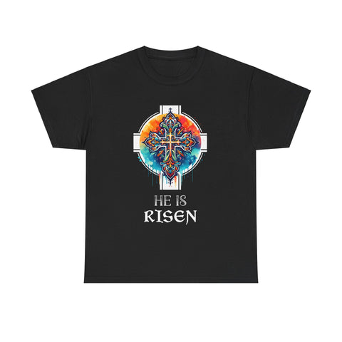He Is Risen Cross Jesus Easter Christian Religious Men Teens Big and Tall Tshirts Shirts for Men