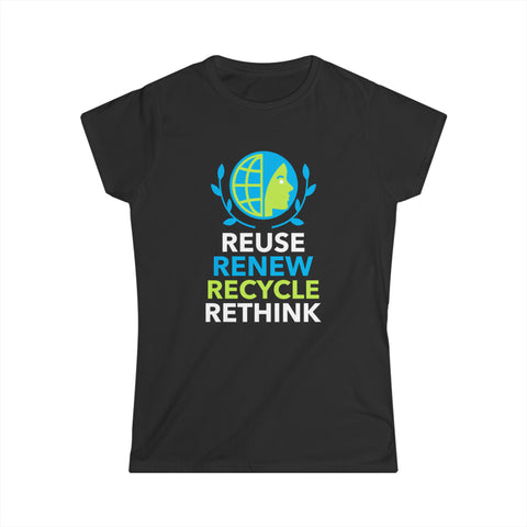 Happy Earth Day Environmental Symbol Reuse Renew Rethink Environment Women Shirts