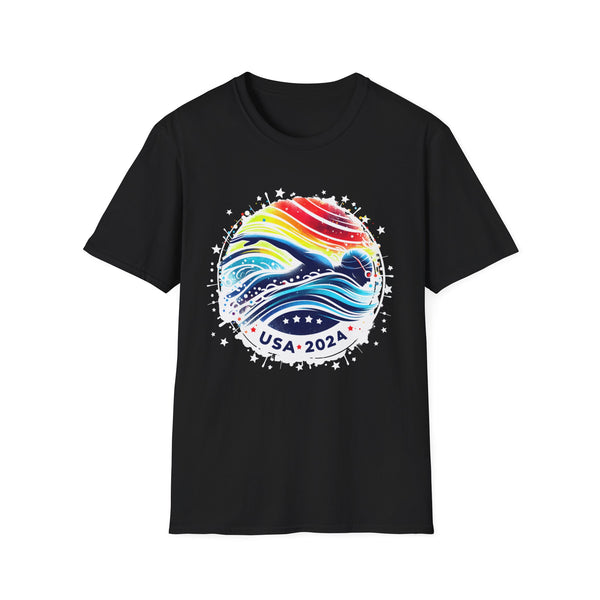 USA 2024 Summer Games Swimming America Swimming 2024 USA Shirts for Men