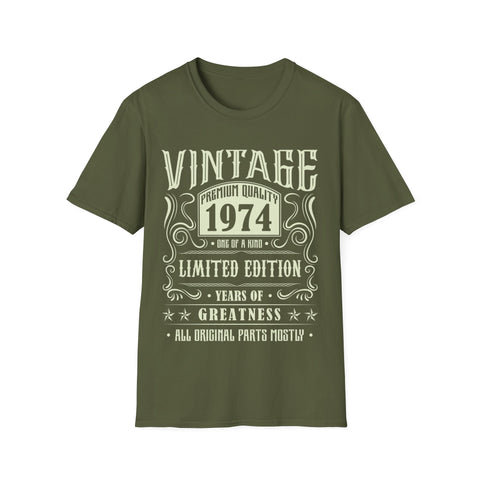 Vintage 1974 T Shirts for Men Retro Funny 1974 Birthday Mens Shirt