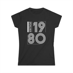 Vintage 1980 T Shirts for Women Retro Funny 1980 Birthday Womens Shirt