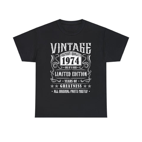 Vintage 1974 T Shirts for Men Retro Funny 1974 Birthday Mens Shirt Plus Size Big and Tall