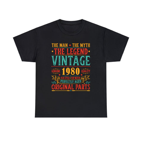 Vintage 1980 T Shirts for Men Retro Funny 1980 Birthday Big and Tall Shirts for Men Plus Size