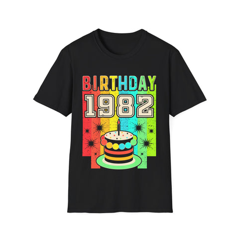 Vintage 1982 T Shirts for Men Retro Funny 1982 Birthday Mens T Shirt