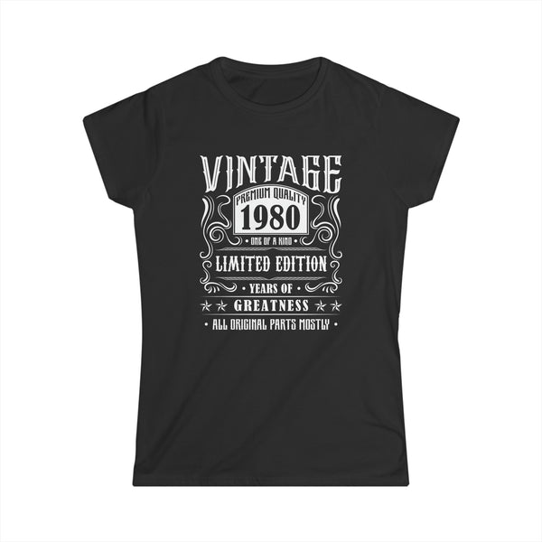 Vintage 1980 T Shirts for Women Retro Funny 1980 Birthday Womens Shirts