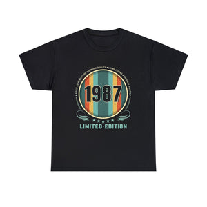 Vintage 1987 TShirt Men Limited Edition BDay 1987 Birthday Big and Tall Shirts for Men Plus Size