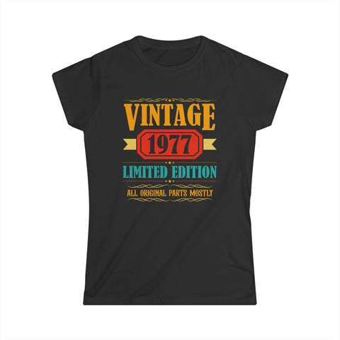 Vintage 1977 T Shirts for Women Retro Funny 1977 Birthday Shirts for Women