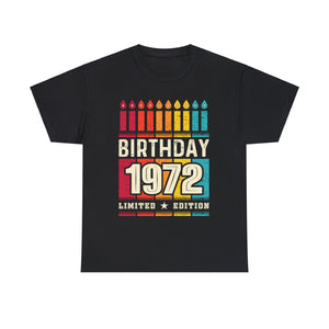 Vintage 1972 TShirt Men Limited Edition BDay 1972 Birthday Big and Tall Tshirts Shirts for Men