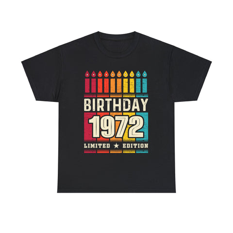 Vintage 1972 TShirt Men Limited Edition BDay 1972 Birthday Big and Tall Tshirts Shirts for Men