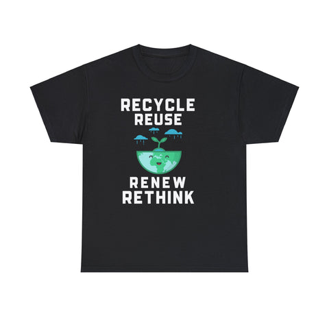 Happy Earth Day Environmental Symbol Reuse Renew Rethink Environment Mens Tshirts for Men Big and Tall