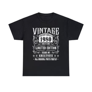 Vintage 1980 T Shirts for Men Retro Funny 1980 Birthday Big and Tall Shirts for Men Plus Size