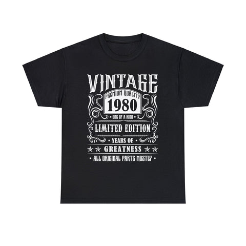 Vintage 1980 T Shirts for Men Retro Funny 1980 Birthday Big and Tall Shirts for Men Plus Size